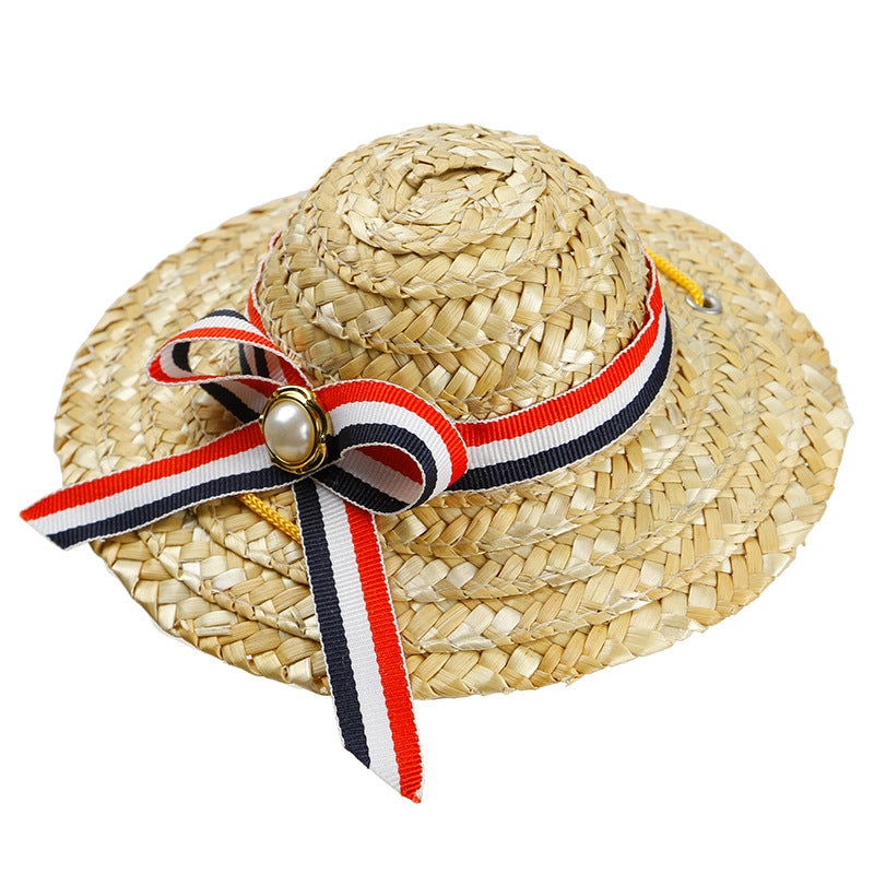 Straw hat pet shade for cats and dogs