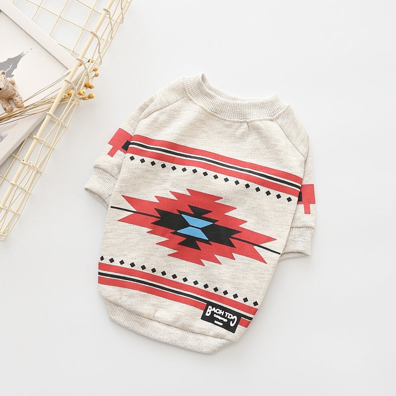 Plush print pet clothes|Red|Blue|L|S|FB|LL|XS|M|XXL