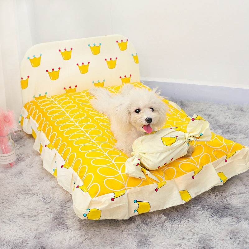 Teddy small dog pet bed|Yellow|Grey|Green|M|L|S