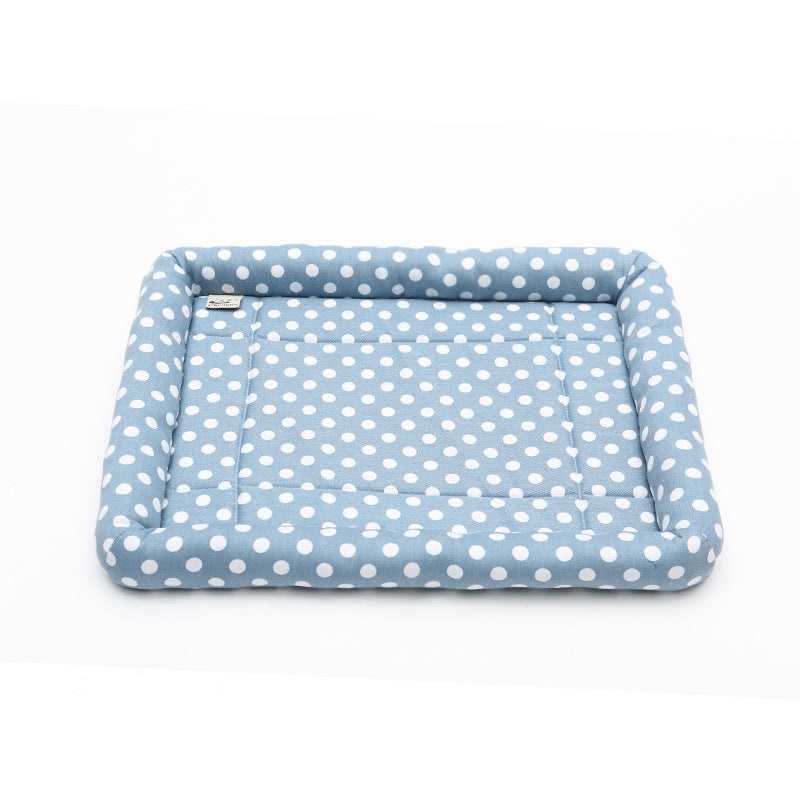 Warm cat litter kennel|Blue And White Dots|Green White Spot|Ice Mat|Blue ice Mat|green|Coffee White Spot|Green ice Mat|M|S|L|XS