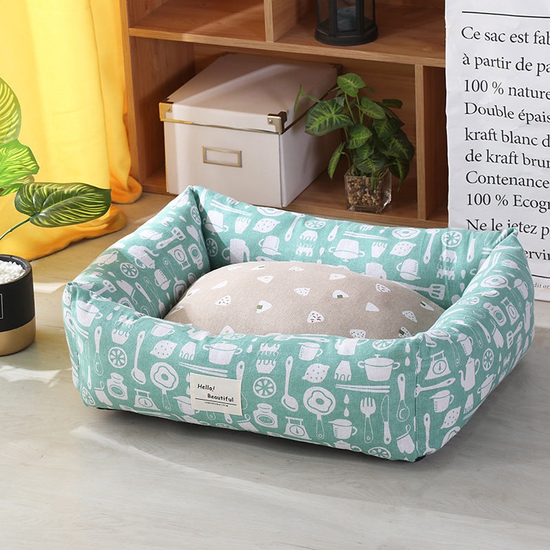 Warm pet nest|Tableware|Light blue|Triangle|Penguin|Checkered|Rice ball|Love|L|M|S