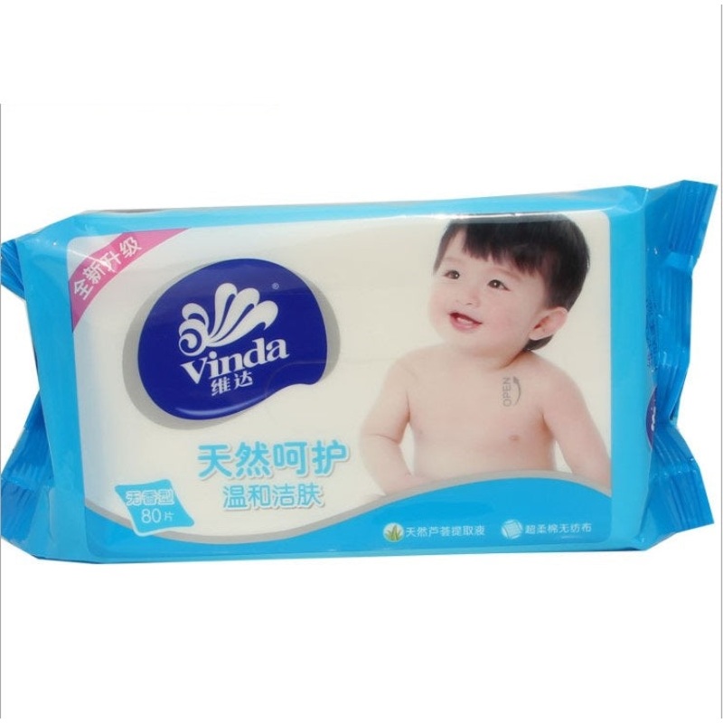 Wholesaling Vinda children’s wet wipes, natural skin care and skin cleansing 80 slices of wet paper towel
