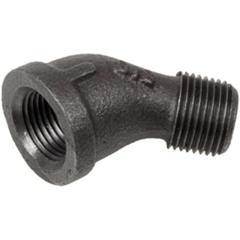 3/8 INCH X 3/8 INCH MNPT X FNPT  BLACK IRON STREET ELBOW – 45