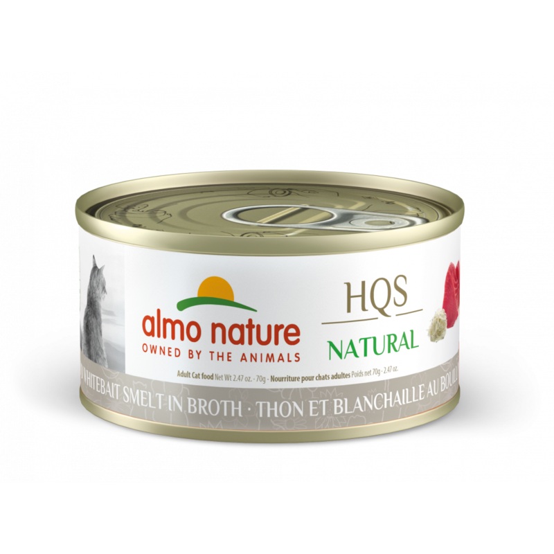 Almo HQS Natural Cat Grain Free Tuna and Whitebait Smelt In Broth Canned Cat Food