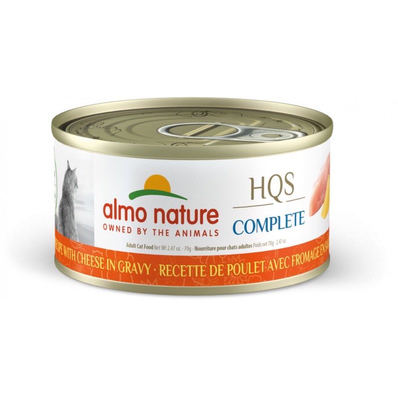 Almo Nature HQS Complete Cat Grain Free Chicken with Cheese In Gravy Canned Cat Food