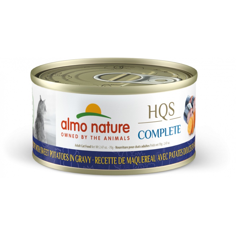 Almo Nature HQS Complete Cat Grain Free Mackerel with Sweet Potatoes In Gravy Canned Cat Food
