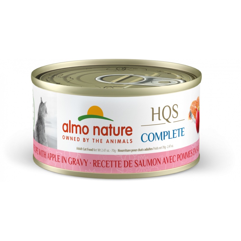 Almo Nature HQS Complete Cat Grain Free Salmon with Apple Canned In Gravy Cat Food