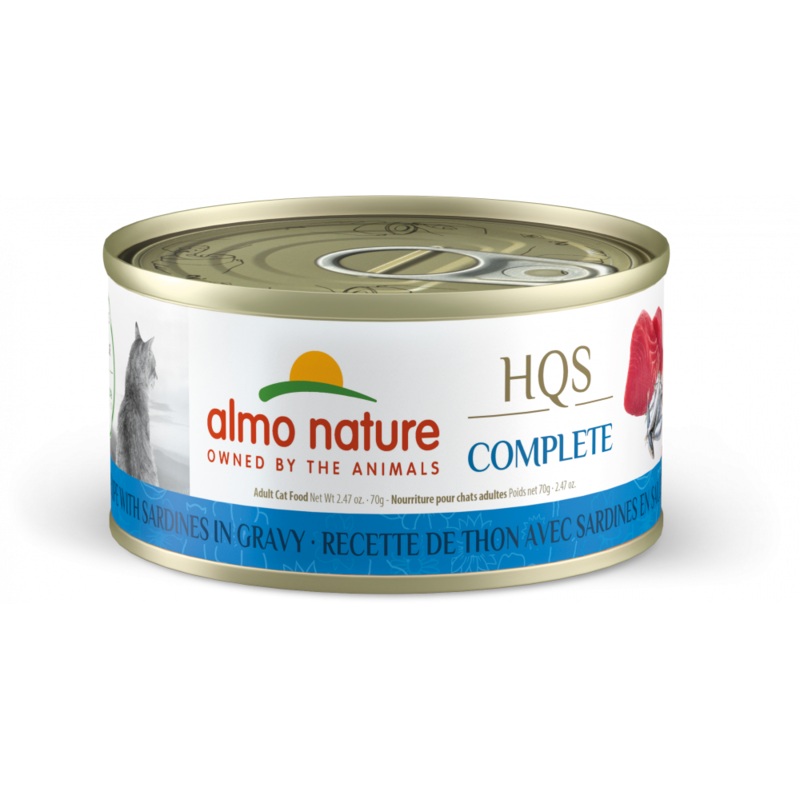 Almo Nature HQS Complete Cat Grain Free Tuna with Sardines In Gravy Canned Cat Food
