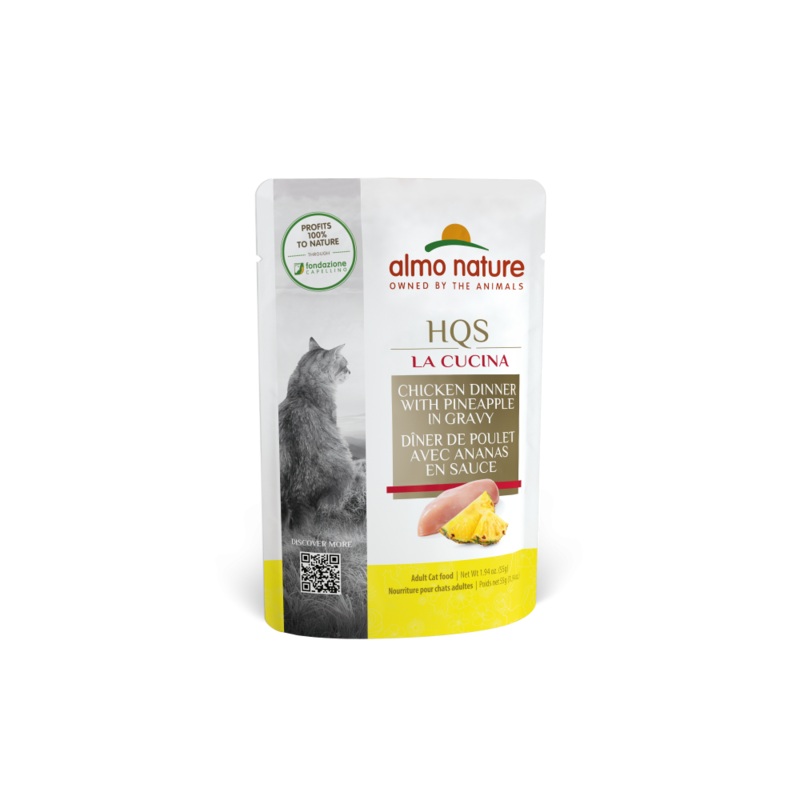 Almo Nature HQS La Cucina Cat Grain Free Chicken with Pineapple In Gravy Wet Cat Food