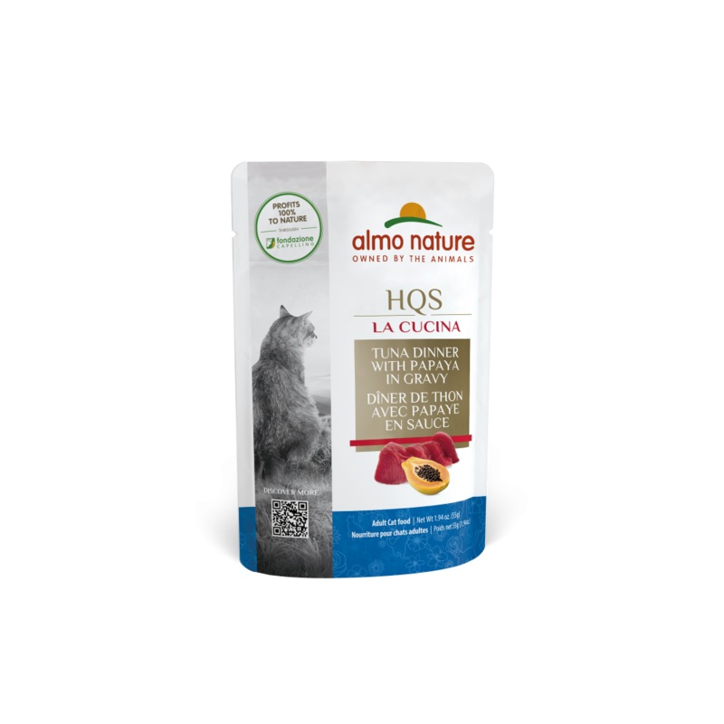 Almo Nature HQS La Cucina Cat Grain Free Tuna with Papaya In Gravy Wet Cat Food