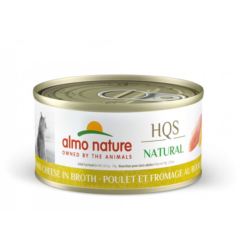 Almo Nature HQS Natural Cat Grain Free Chicken and Cheese In Broth Canned Cat Food
