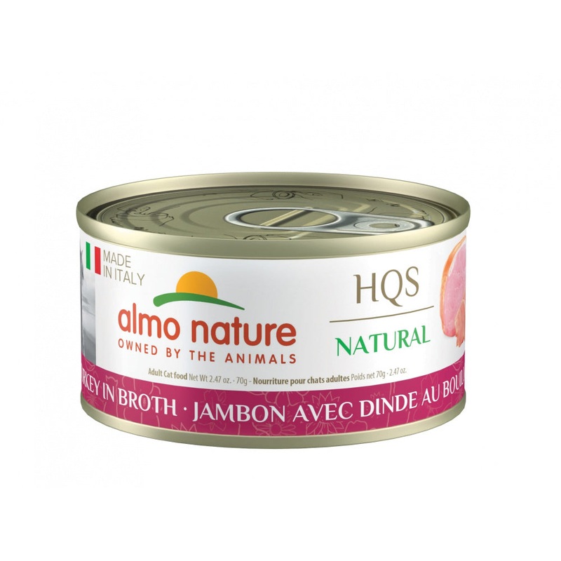 Almo Nature HQS Natural Cat Grain Free Ham with Turkey Canned Cat Food