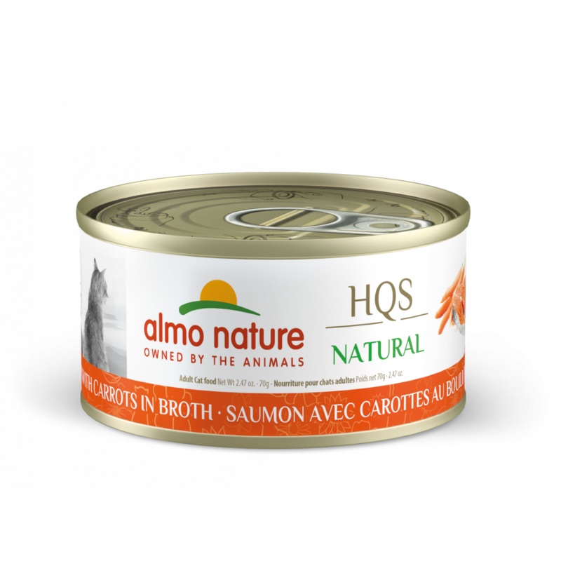 Almo Nature HQS Natural Cat Grain Free Salmon with Carrot In Broth Canned Cat Food