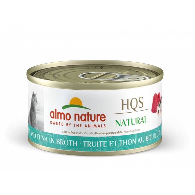 Almo Nature HQS Natural Cat Grain Free Trout and Tuna In Broth Canned Cat Food