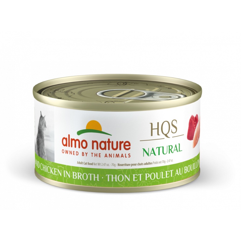 Almo Nature HQS Natural Cat Grain Free Tuna and Chicken In Broth Canned Cat Food