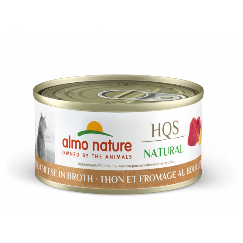 Almo Nature HQS Natural Cat Grain Free Tuna with Cheese In Broth Canned Cat Food