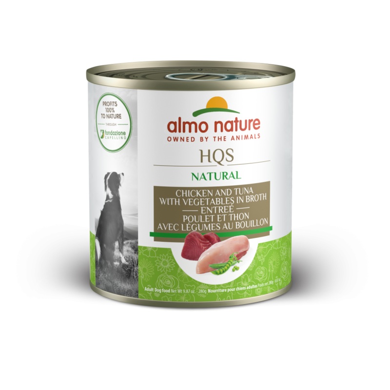 Almo Nature HQS Natural Dog Grain Free Additive Free Chicken & Tuna Canned Dog Food