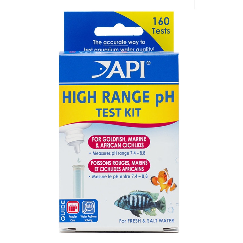 API High Range pH Fresh & Salt Water Aquarium Test Kit, 160 count