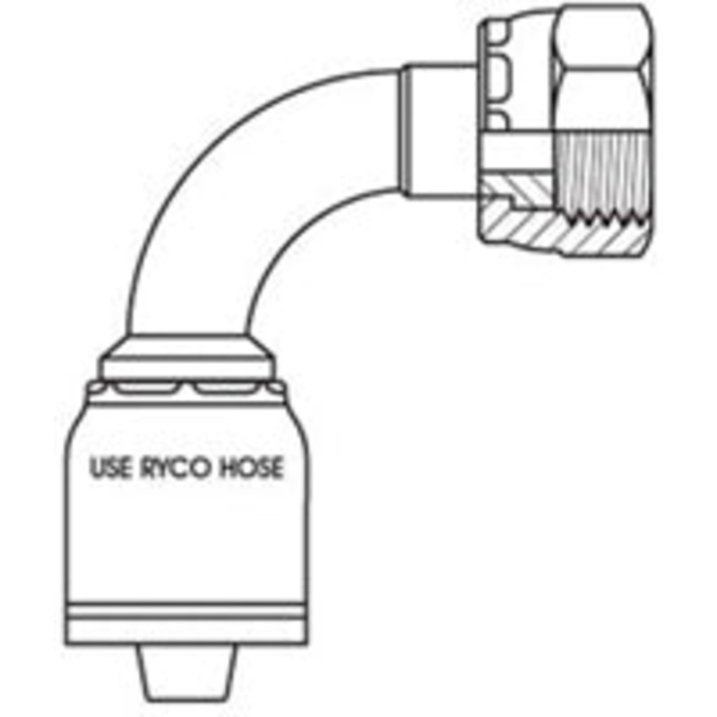 ORFS FEMALE 90 DEGREE BEND WITH 1-7/16 INCH THREAD FOR 1 INCH HOSE