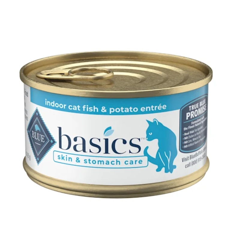 Blue Buffalo Basics Skin & Stomach Care Adult Indoor Grain-Free Fish & Potato Entree Canned Cat Food