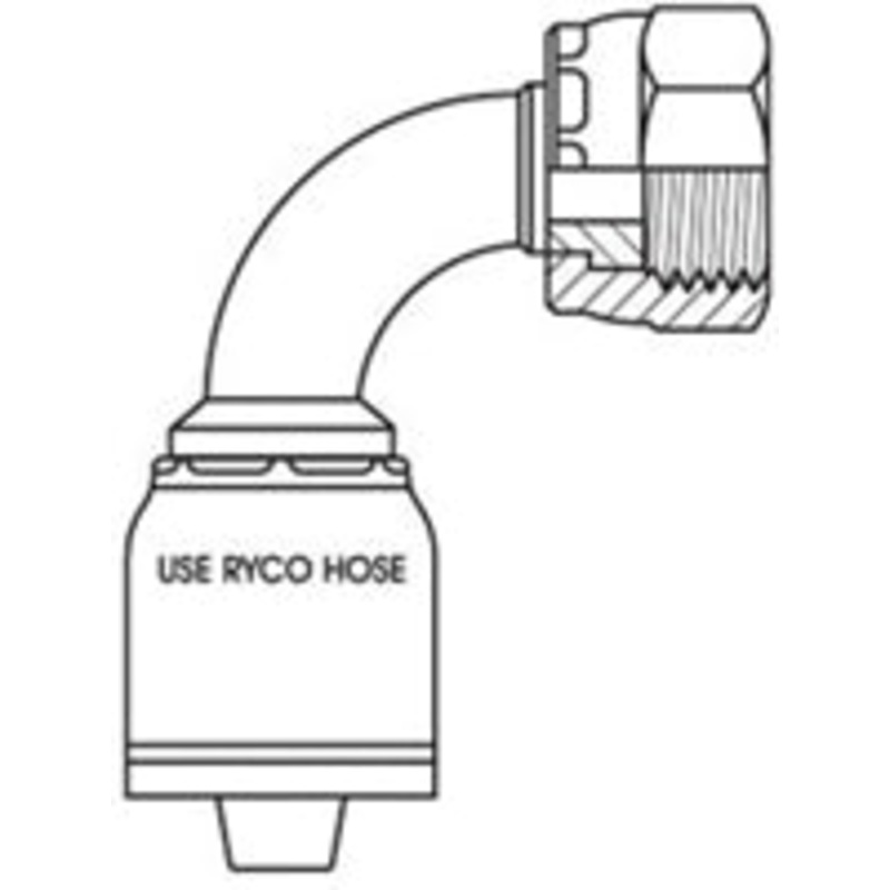 ORFS FEMALE 90 DEGREE SHORT BEND WITH 1 INCH THREAD FOR 5/8 INCH HOSE