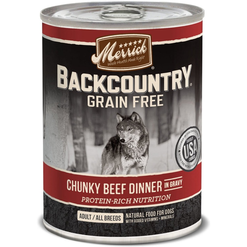 Merrick Backcountry Grain-Free Wet Dog Food Chunky Beef Dinner in Gravy