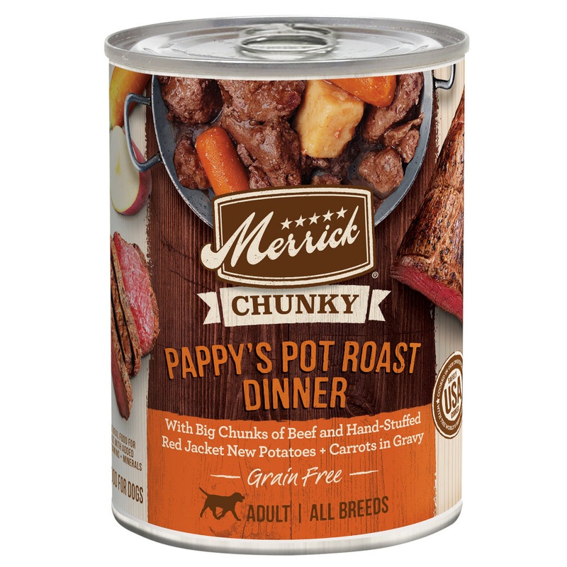 Merrick Chunky Grain-Free Wet Dog Food Pappy’s Pot Roast Dinner