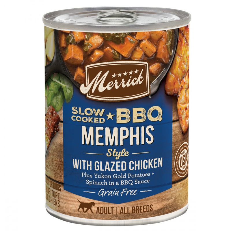Merrick Grain-Free Wet Dog Food Slow-Cooked BBQ Memphis Style with Glazed Chicken