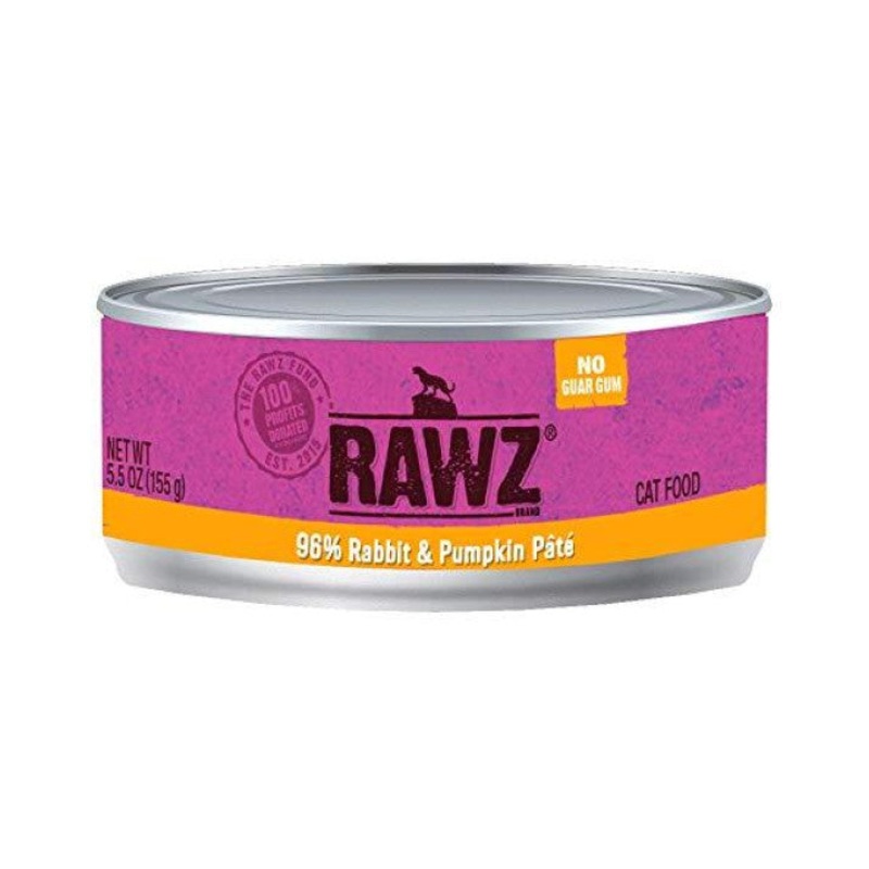 Rawz 96% Rabbit & Pumpkin Pate Cat Food 24/5.5 Oz Cans