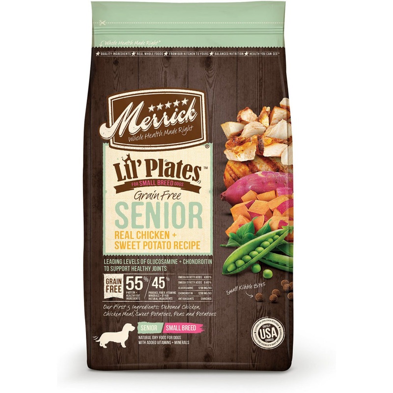 Merrick Lil’ Plates Grain Free Senior Real Chicken And Sweet Potato Recipe Dry Dog Food