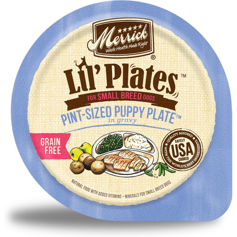 Merrick Lil’ Plates Small Breed Grain Free Pint Size Puppy Plate in Gravy Dog Food Tray