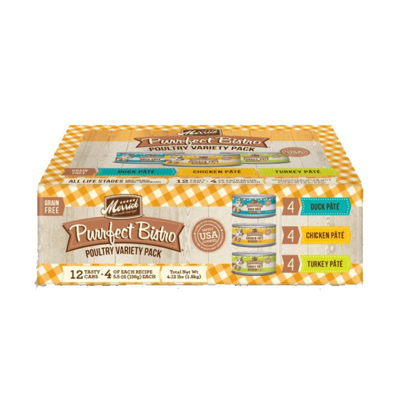 Merrick Purrfect Bistro Poultry Recipes Variety Pack Grain-Free Wet Cat Food