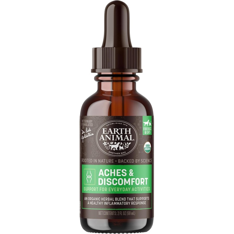 Earth Animal Apothecary Aches & Discomfort Herbal Liquid Joint Supplement for Dogs & Cats, 2-fl oz bottle