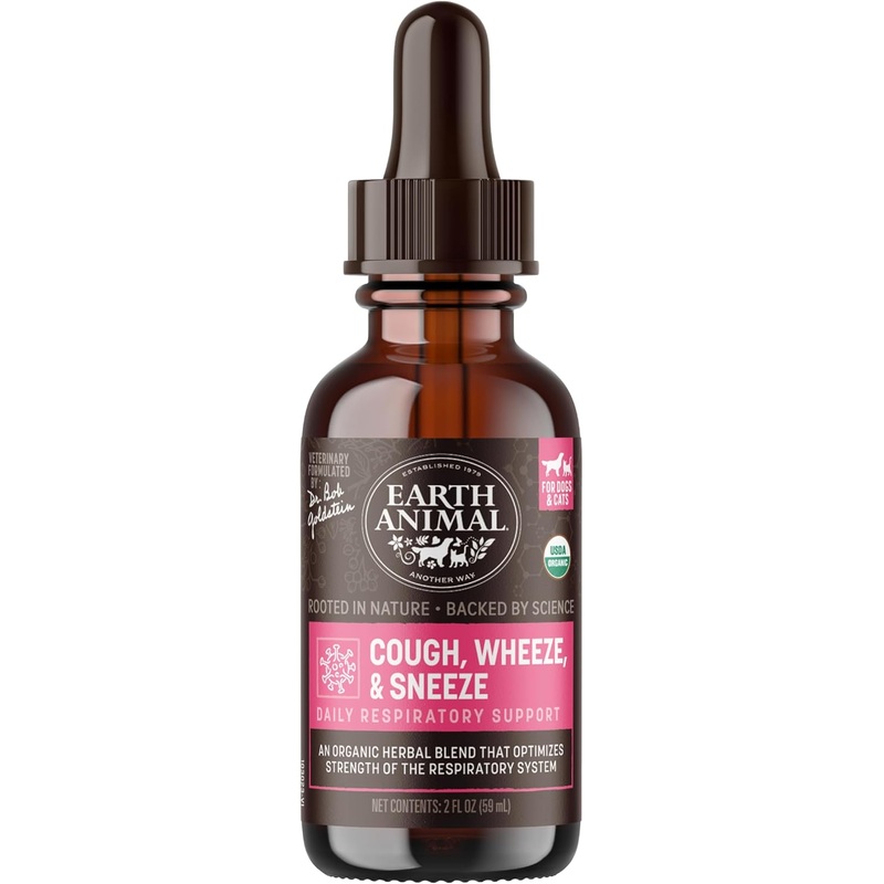Earth Animal Apothecary Cough, Wheeze, & Sneeze Herbal Liquid Respiratory Supplement for Dogs & Cats, 2-fl oz bottle