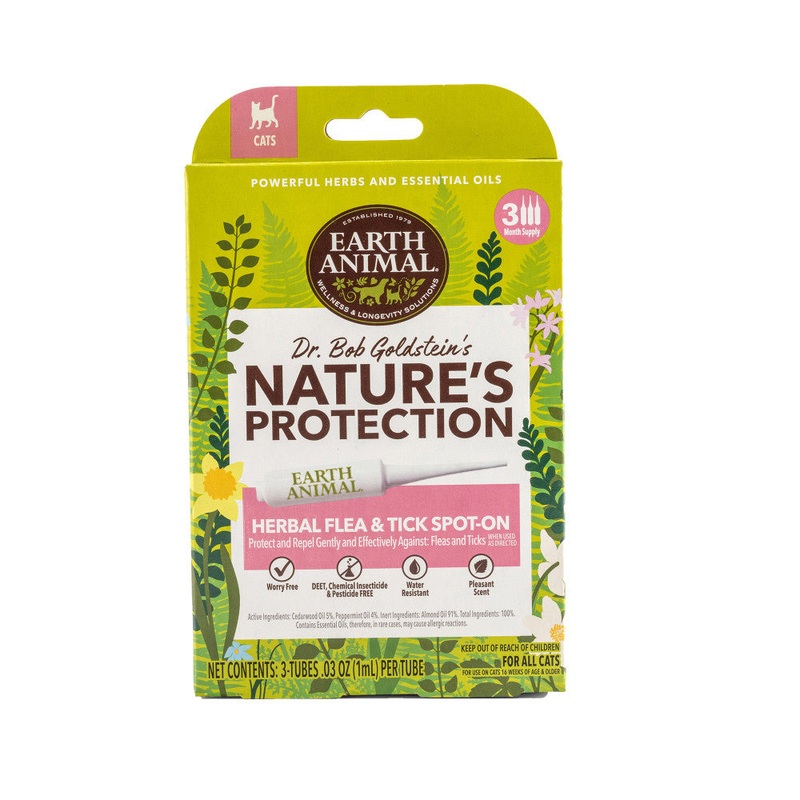 Earth Animal Nature’s Protection Flea & Tick Prevention Herbal Spot-On for Cats