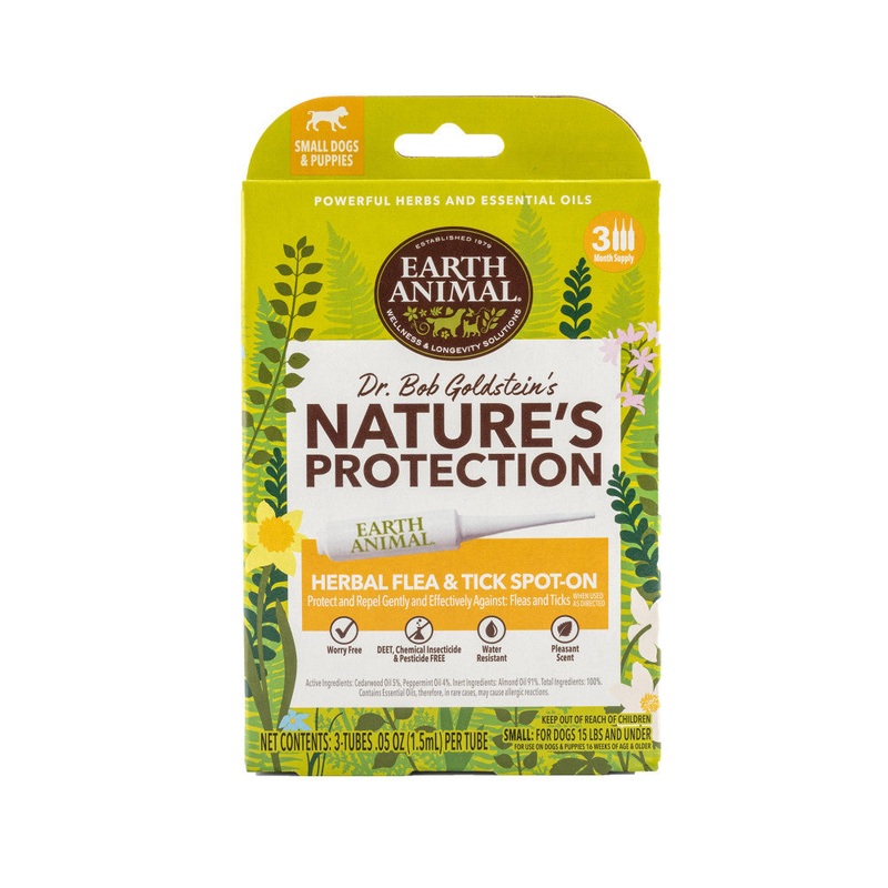 Earth Animal Nature’s Protection Flea & Tick Prevention Herbal Spot-On for Small Dogs & Puppies