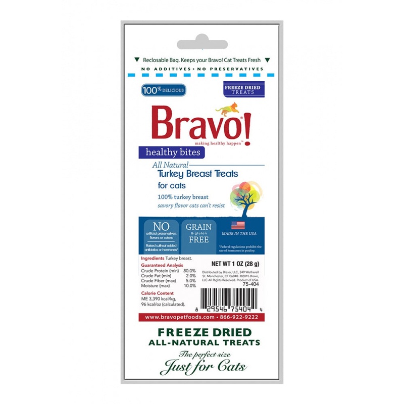 Bravo! Healthy Bites Grain Free Turkey Breast Freeze-Dried Cat Treats