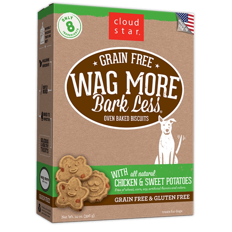 Cloud Star Wag More Bark Less Oven Baked Grain Free Chicken and Sweet Potatoes Dog Treats