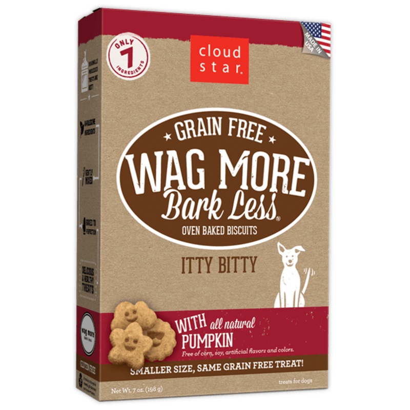 Cloud Star Wag More Bark Less Oven Baked Grain Free Itty Bitty Pumpkin Dog Treats
