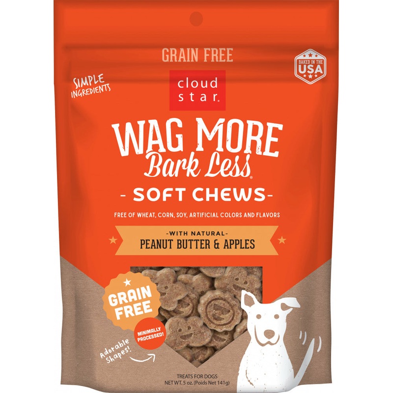 Cloud Star Wag More Bark Less Soft Chews Grain Free Peanut Butter & Apples Dog Treats