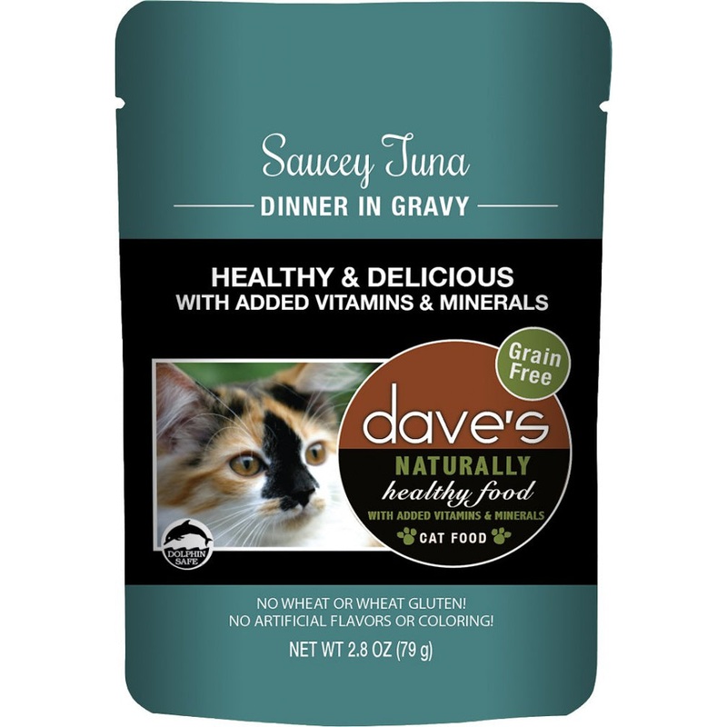 Dave’s Naturally Healthy Sauccy Grain Free Tuna in Gravy Recipe Cat Food Pouch