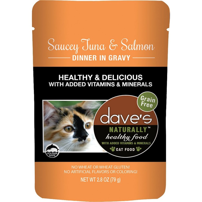 Dave’s Naturally Healthy Sauccy Grain Free Tuna & Salmon Dinner Recipe Cat Food Pouch