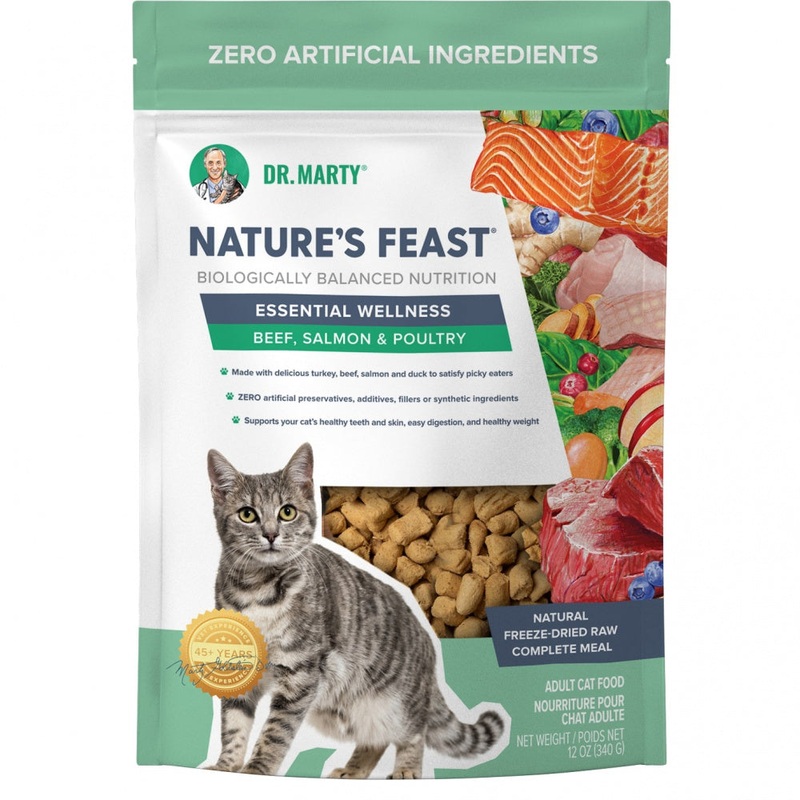 Dr. Marty Nature’s Feast Essential Wellness Beef, Salmon and Poultry Freeze Dried Raw Cat Food
