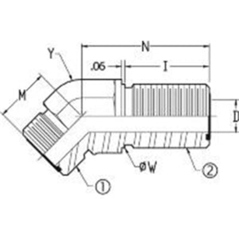 OFS 45 MALE ELB WITH LOCKNUT