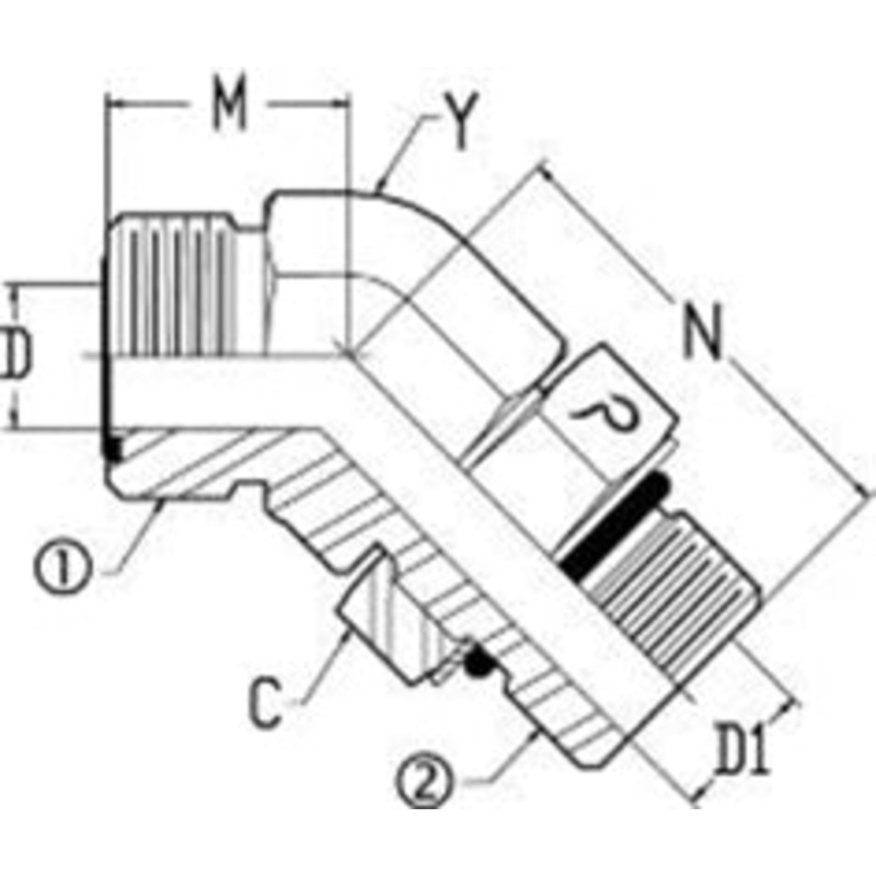 OFS X MB 45 DEG; – OFS STRAIGHT THREAD ELBOW
