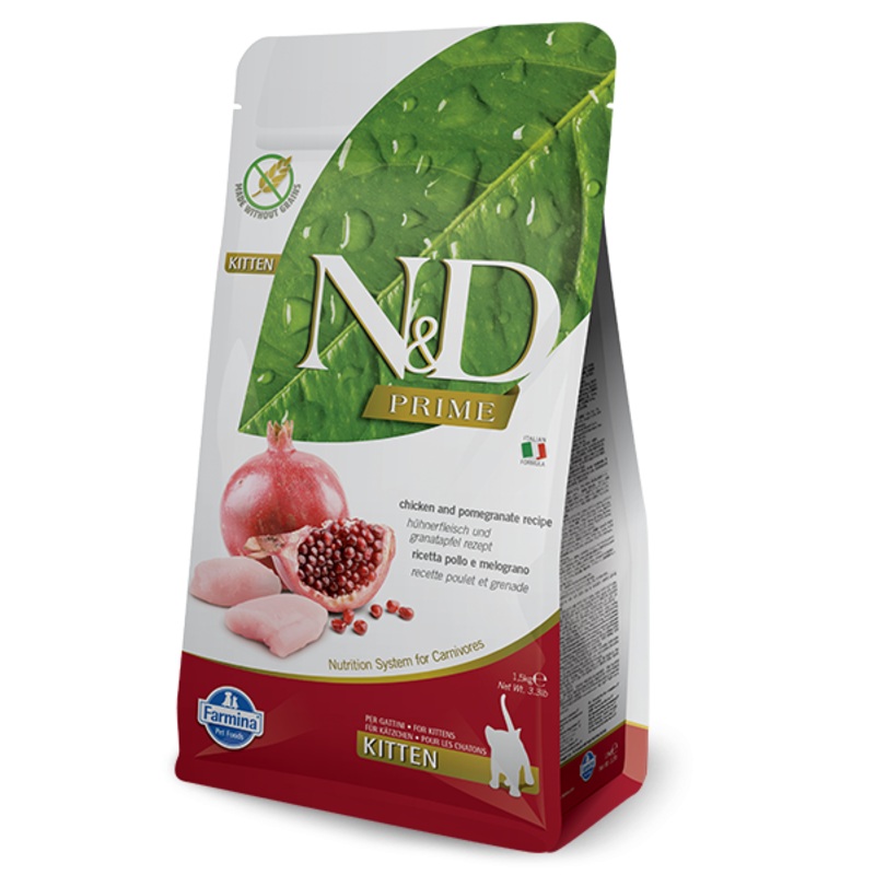 Farmina Prime N&D Natural and Delicious Grain Free Kitten Chicken & Pomegranate Dry Cat Food