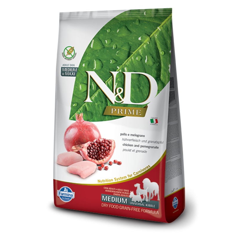 Farmina Prime N&D Natural & Delicious Grain Free Medium Adult Chicken & Pomegranate Dry Dog Food