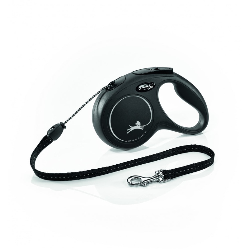 Flexi New Classic Cord Retractable Dog Leash, Black