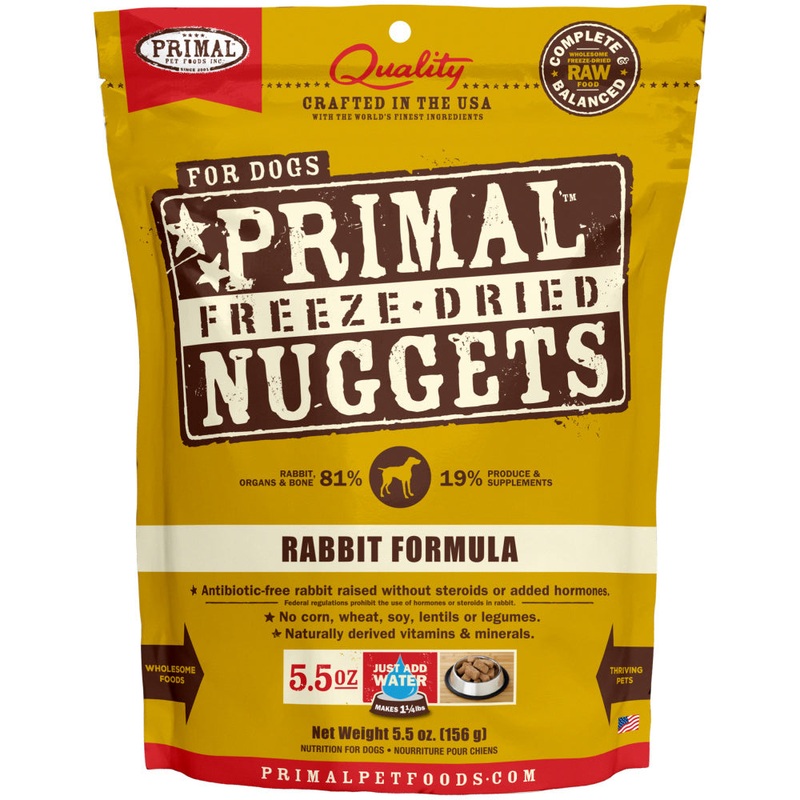 Primal Rabbit Formula Nuggets Grain-Free Raw Freeze-Dried Dog Food