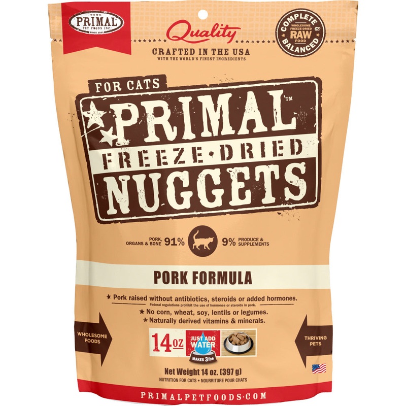 Primal Pork Formula Nuggets Grain-Free Raw Freeze-Dried Cat Food